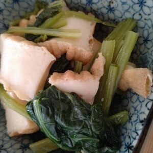 豚肉と小松菜と厚揚げ　麺つゆで簡単炒め煮